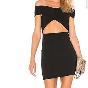 Revolve Superdown Hallie Cut Out Bodycon Mini Dress Black Off the Shoulder